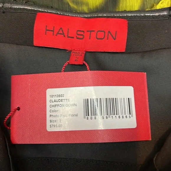 $795 HALSTON Claudette Floral Print Chiffon Strapless Gown Dress size 2 NWT - Picture 10 of 16